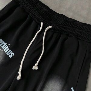 Trendy Mess Black Joggers with Cream Drawstrings